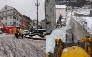 Ekipler karla mücadele için sahada…