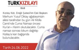 Kızılay, eski başkanın anısına kan bağışı kampanyası düzenlenecek