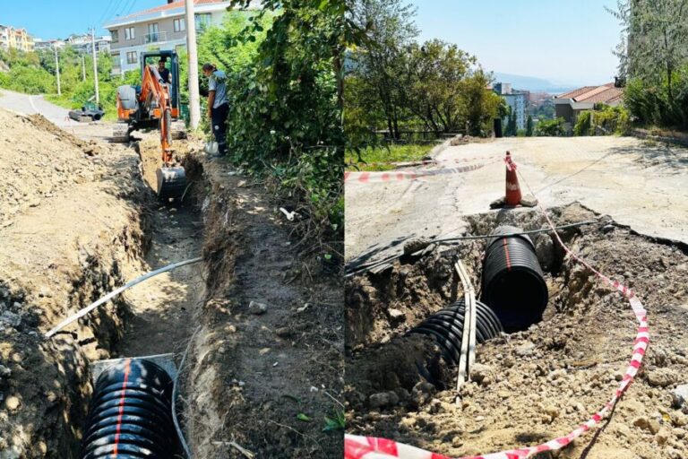 Yağmur suyu hattı yapım çalışmaları devam ediyor
