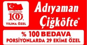 Ramazan Altuğ Çifköfte’den 100.yıla özel %100 indirim