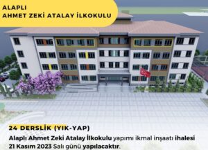 Alaplı Ahmet Zeki Atalay İlkokulu ihalesi salı günü yapılacak