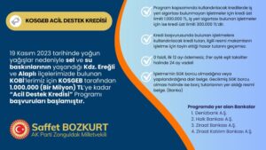 KOSGEB “Acil Destek Kredisi” Programı başvuruları başladı