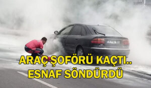 Seyir halindeki araç bir anda alev aldı