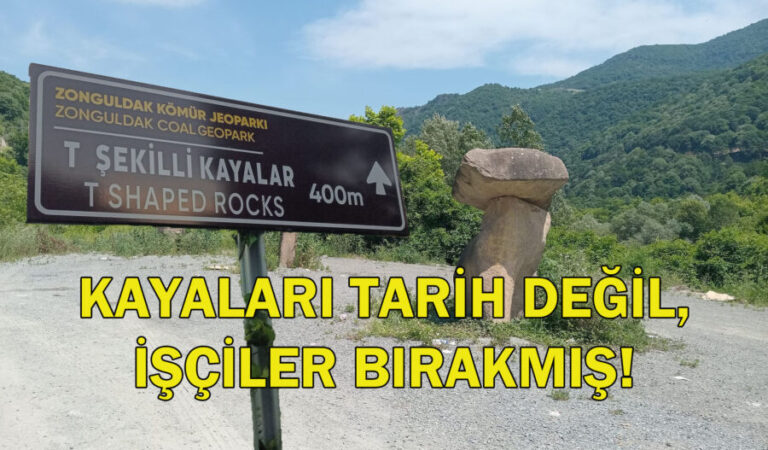Turistik kayalar karayolları işçilerinin dinlenme yeri çıktı..!