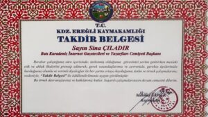Kaymakam Yapıcı’dan BATİYAC’a takdir belgesi