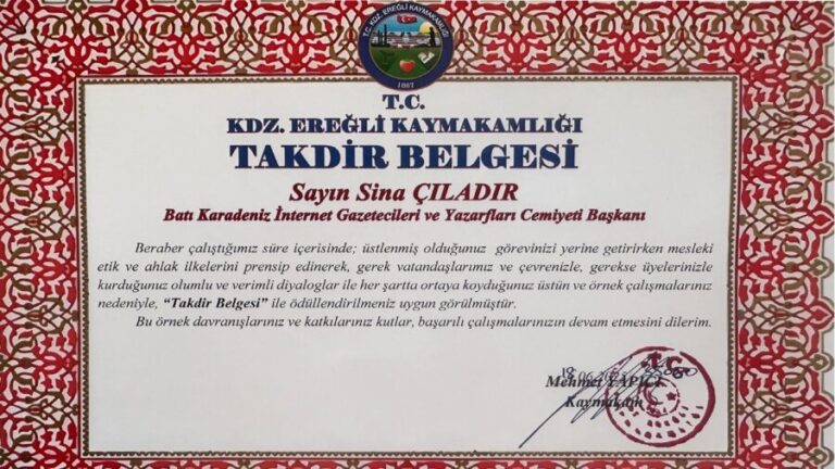 Kaymakam Yapıcı’dan BATİYAC’a takdir belgesi