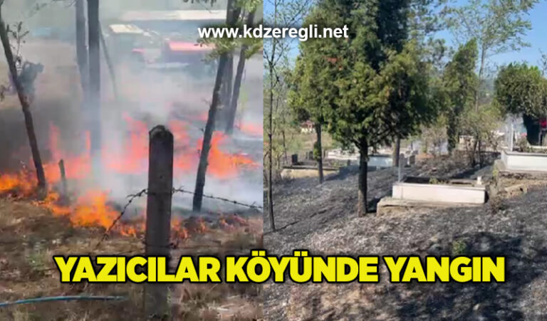 Yazıcılar köyü mezarlığında yangın çıktı..!