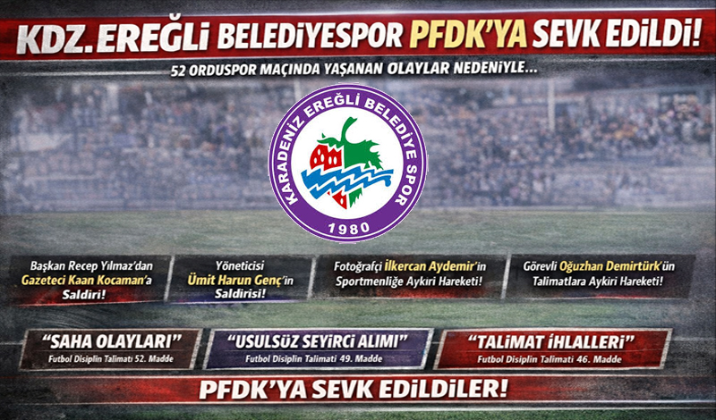 Kdz. Ereğli Belediyespor’da disipline sevk edilen isimler belli oldu..