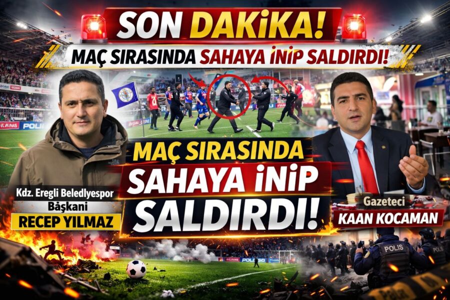 Belediyespor maçında skandal görüntüler: Başkan Yılmaz, Gazeteci Kaan Kocaman’a saldırdı