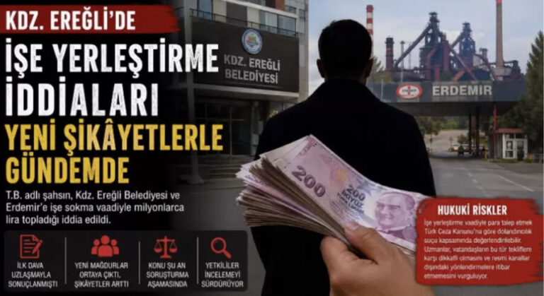 Kdz. Ereğli’de işe yerleştirme vaadiyle dolandırıcılık iddiası