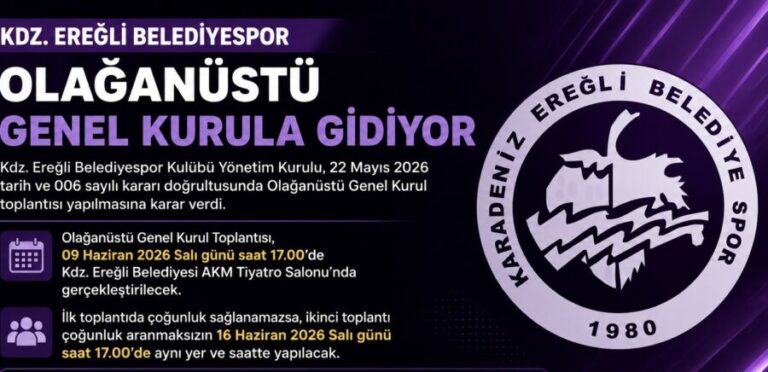 Kdz. Ereğli Belediyespor olağanüstü genel kurula gidiyor