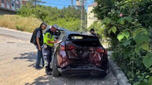 Yokuş çıkarken geri kayan otomobil kavak ağaca çarptı: 3 yaralı